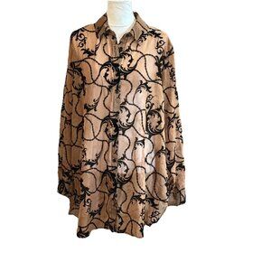 Women’s Button Down TunicBlouse Whimsigoth Fairy Grunge Sz 3X Side Slit Bohemain